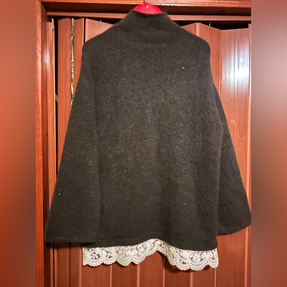 H&M Premium Selection Lace Trimmed Mohair Blend Sweater (Dark Brown & Cream) S - Picture 8 of 8